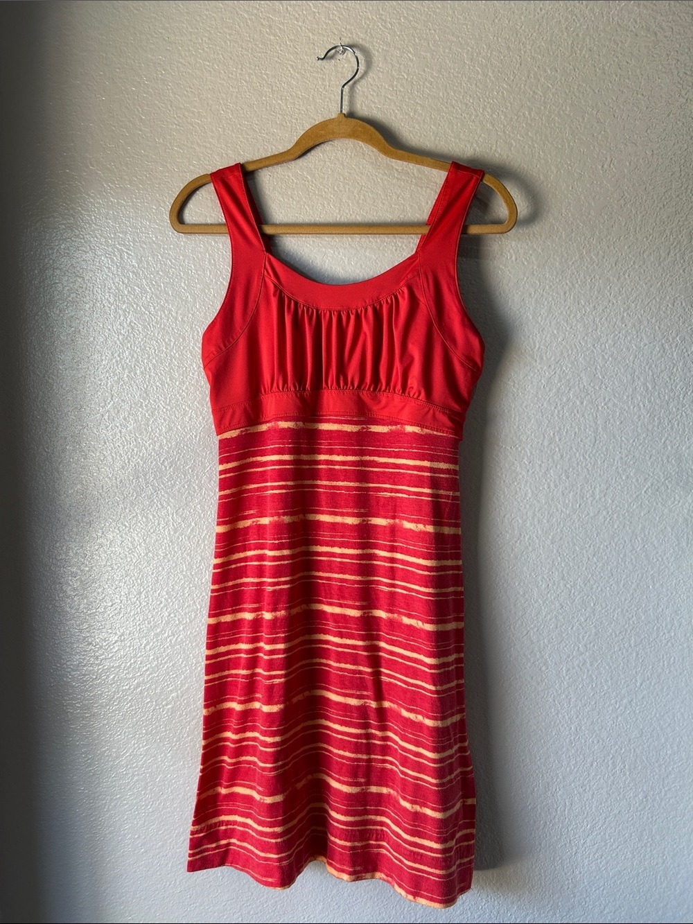 Alpine Design Red Striped Midi Dress with Gold Accents Sz M Casual